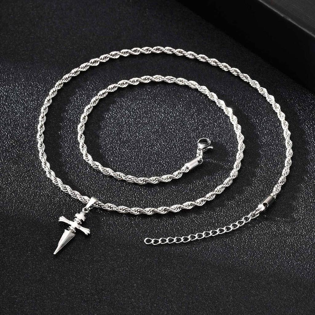 Vnox Punk Schwert Anhänger Halskette Gedrehte Kette für Männer Frauen, Unisex Schmuck Geschenke für Geburtstag Valentinstag