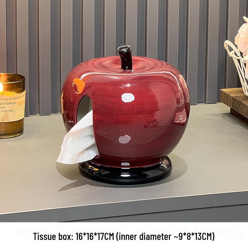 

Ceramic Apple Tissue Box - Decorative Napkin Holder for Living Room or Home Desk