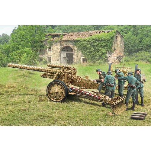 Italeri 1/72 Scale World War II German 15cm sFH 18 Heavy Howitzer/10.5cm sK 18 Heavy Field Gun 2-in-1 Plastic Model Kit with Artillery Figure (IT7082)