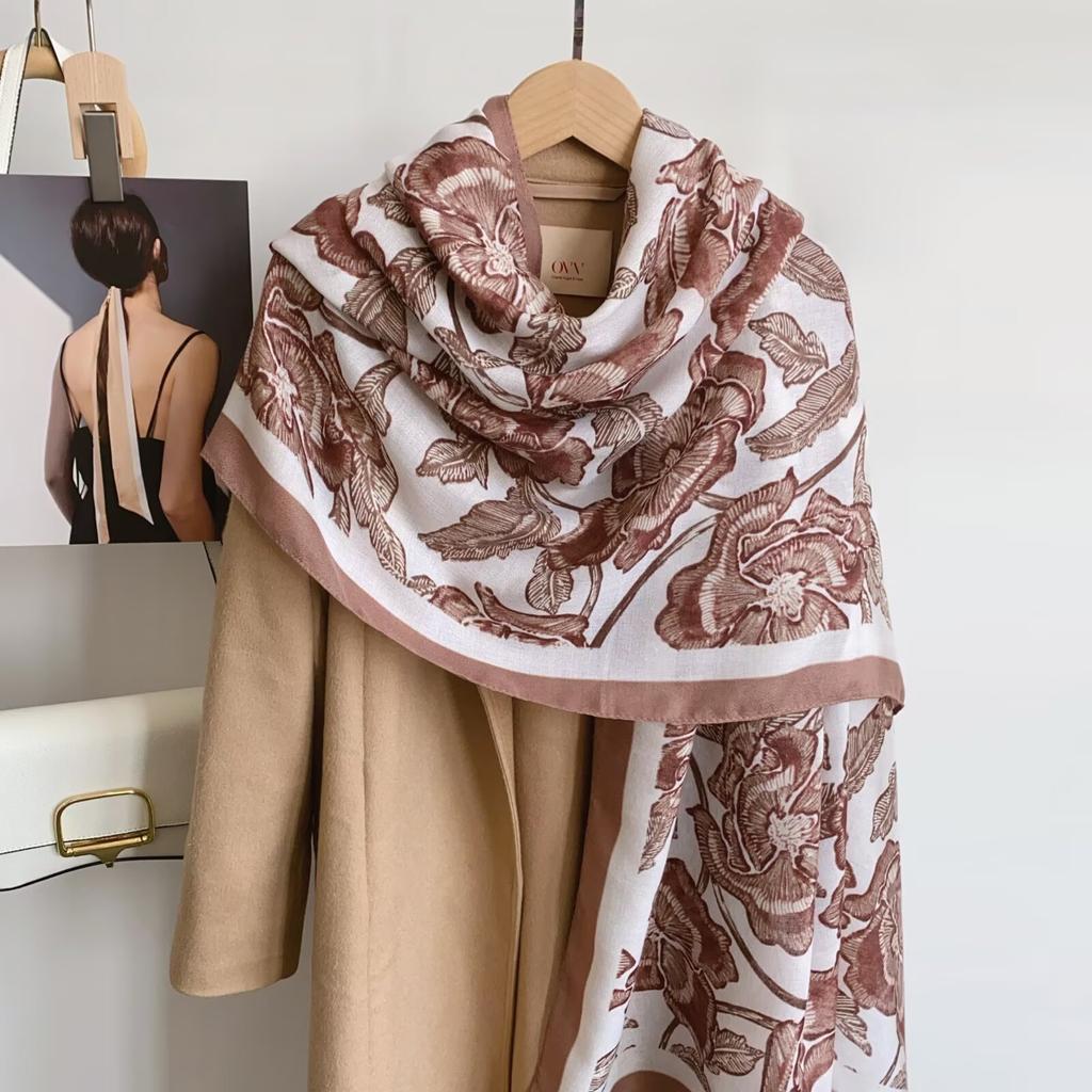New women's long scarf, scarf, shawl, breathable printing, thin style, travel office air conditioner, cape, gift for mother