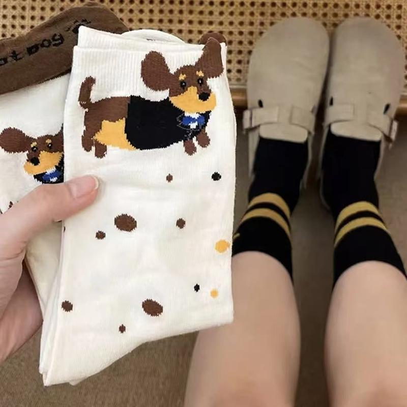 Lustige Dackel Tier Baumwollsocken Wursthund Cartoon-Druck Socken Herbst Winter Warme Socke Niedliche Paarsocke