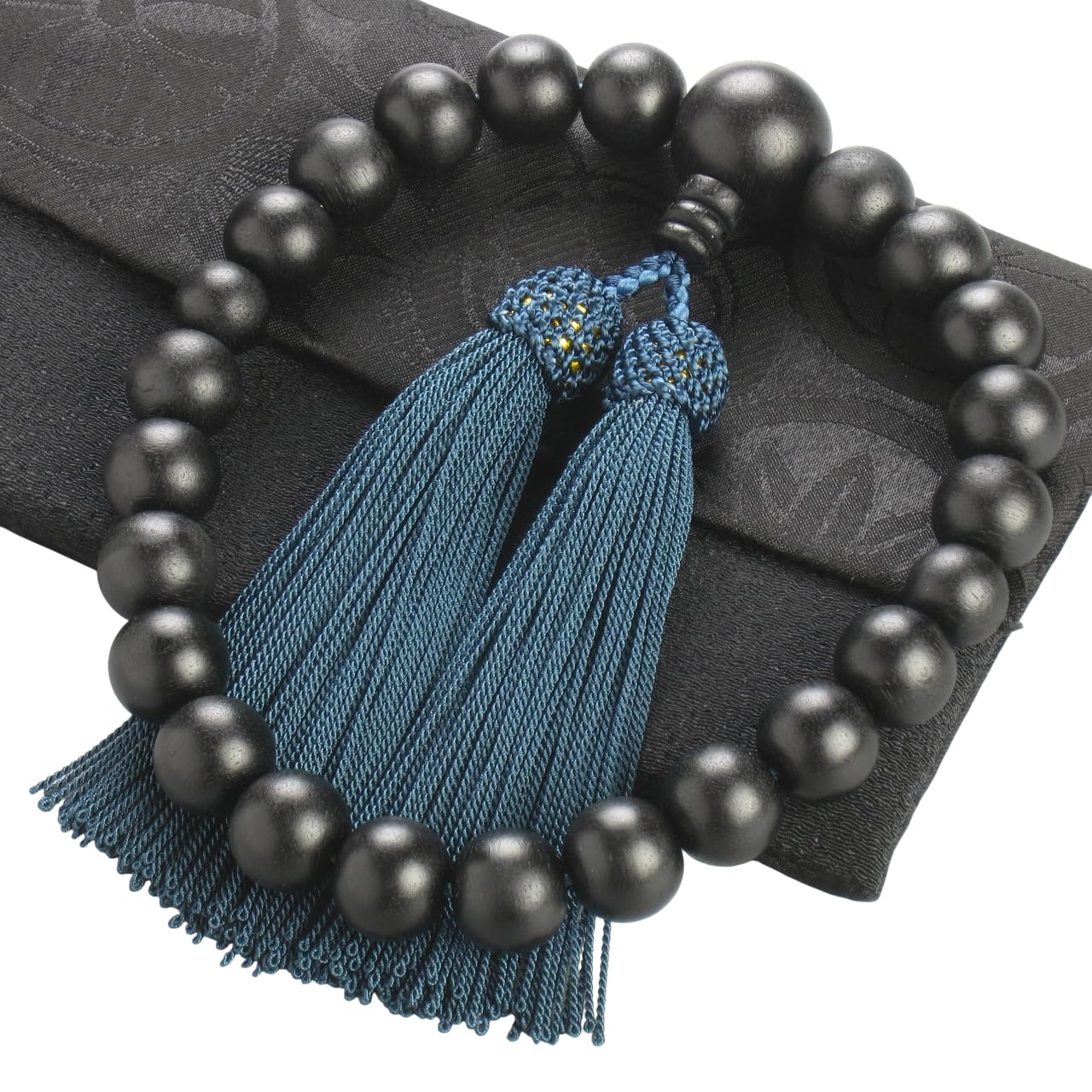 

Nenjudo Genuine Ebony 22-Bead Handmade Prayer Beads (Tassel Color Navy Blue) Suitable for All Buddhist Sects