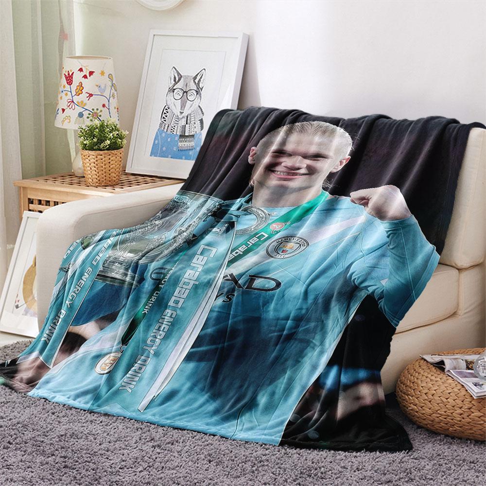 Erling Haaland Printed Flannel Blanket, soft throw for bedroom sofa, washable, fan merchandise, great gift.