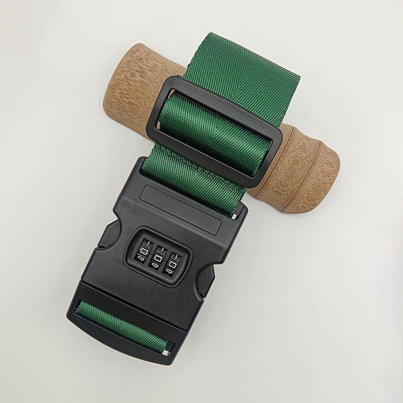 Solid Color Nylon Luggage Strap with Herringbone Pattern, Password Lock, and One-Word Handle
