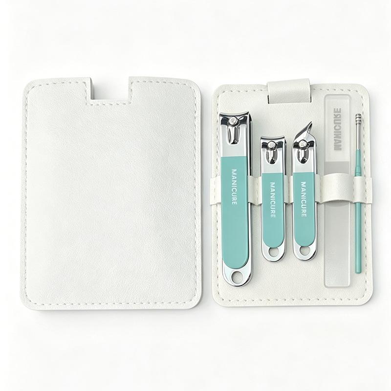 5Pcs Professional Manicure And Pedicure Kit Includes Nail Clipper Nail File And Ear Pick Portable Storage Case Tool