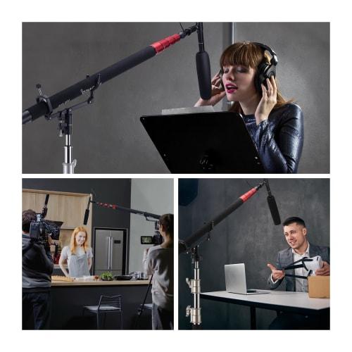 Neewer Microphone Boom Arm, Microphone Boom Pole Support Holder with 5/8" Stud for Light Stands, Microphone Stands, and C-Stands, Metal, Non-Slip, DSL