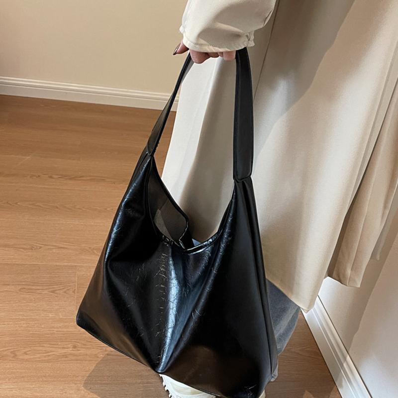 Yogodlns Soft PU Leather Quality Underarm Bag Vintage Wine Red Ladies Shoulder Bag Commuter Large Handbag Women's Versatile Tote Bag