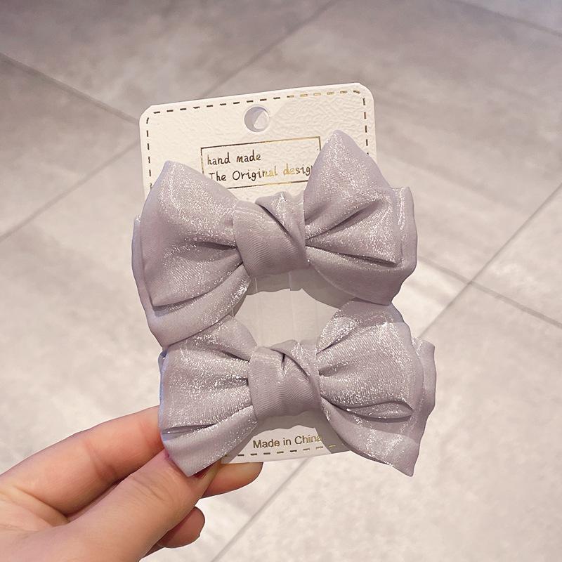 2PC New Cute Princess Pearlescent Bow Girl Hairpins Children Headwear Hair Clips Hairgrips Barrettes Hair Accessories
