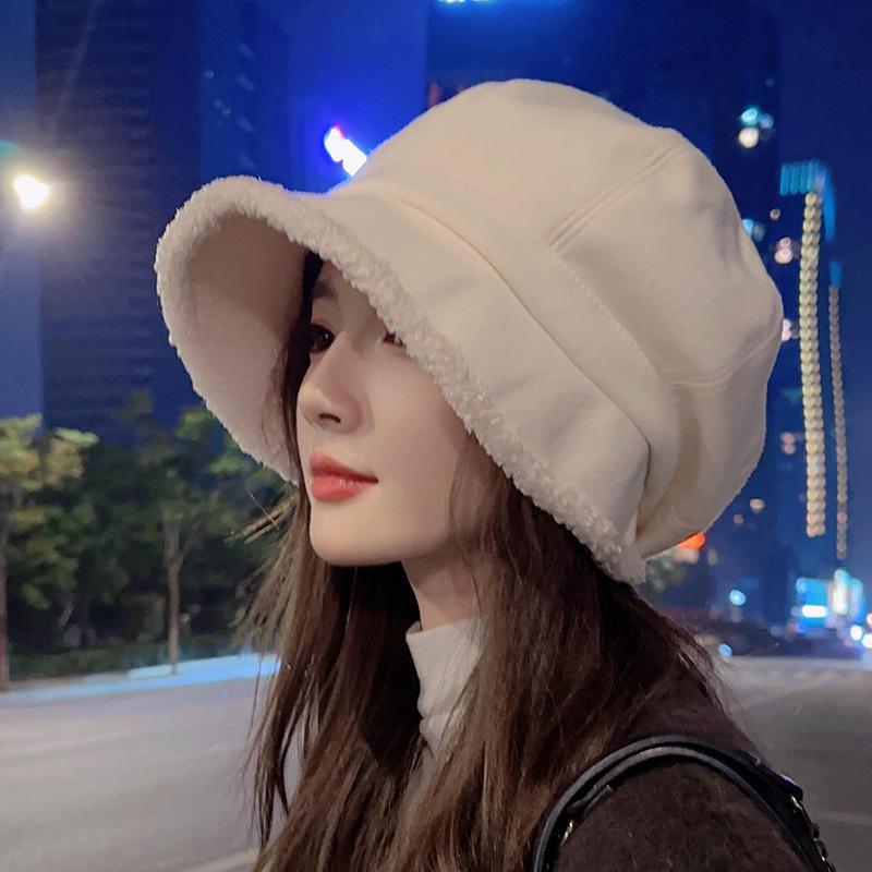 Women's Autumn/Winter Plush Fisherman Beret - Trendy Thick Warm Japanese-Style Octagonal Hat