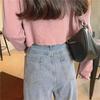 Women's White High Waist Slim Straight Wide Leg Jeans - Trendy Loose-Fit Mopping Trousers