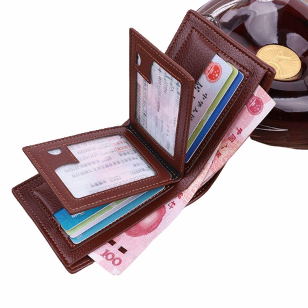 

Прочный мужской короткий кошелек износостойкий противоугонный мешок для денег повседневный карманный кошелек для мужчин светло-коричневого