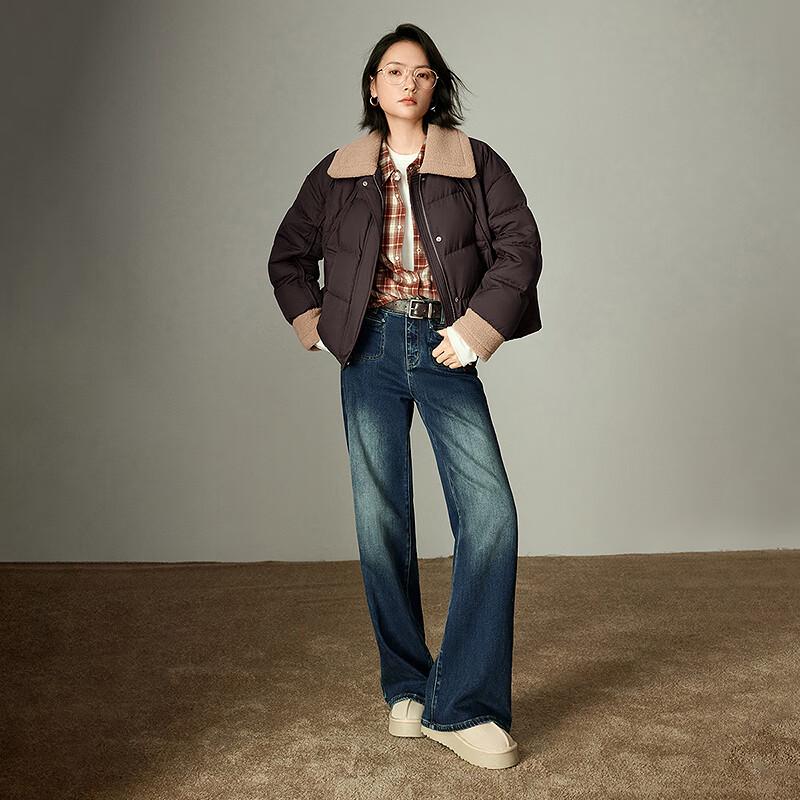 Chuyu Women's 2025 Winter Plush Color-block 90% Down Jacket