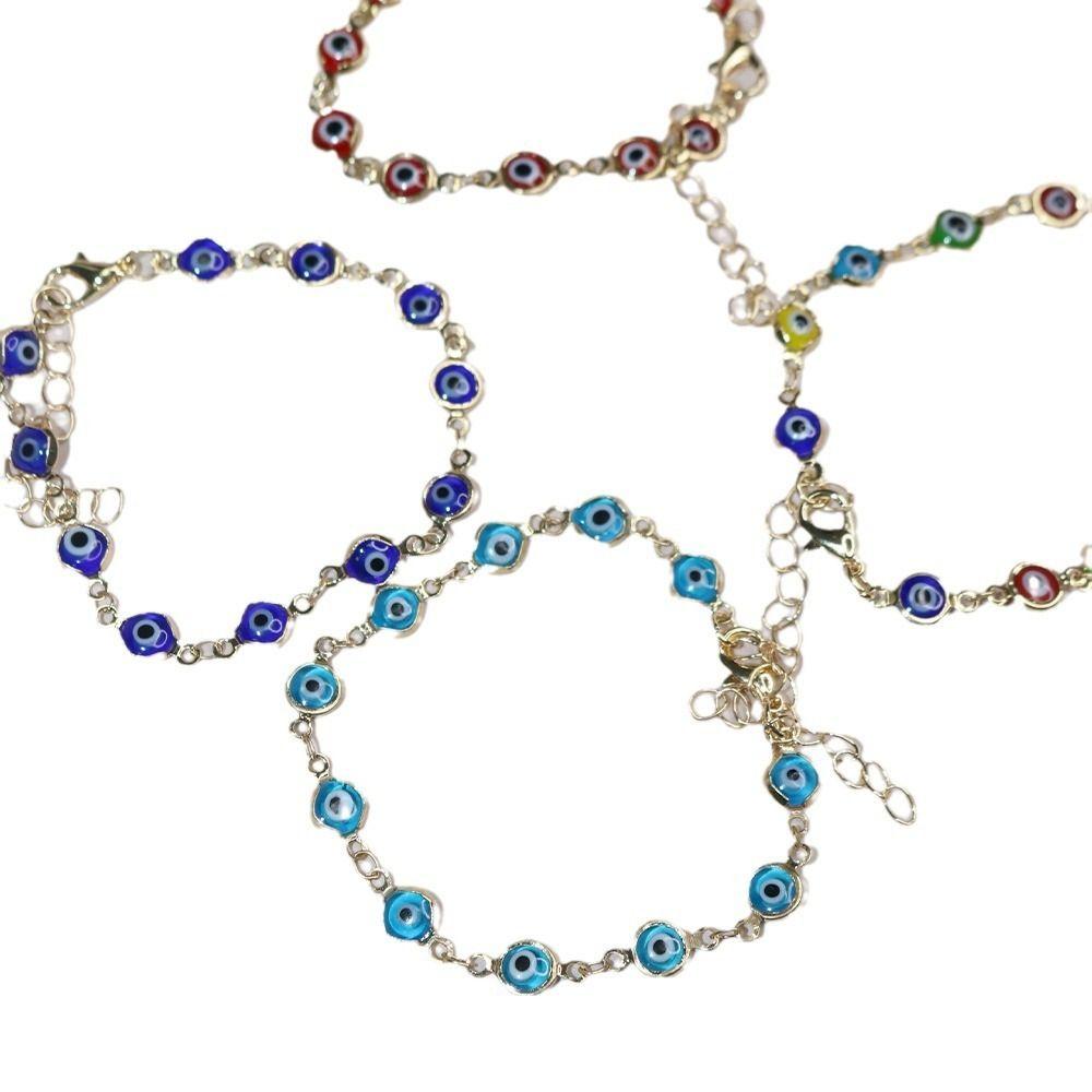 Adjustable Turkey Evil Eye Bracelet Metal Chain Turkish Blue Evil Eye Bracelet  for Women Men