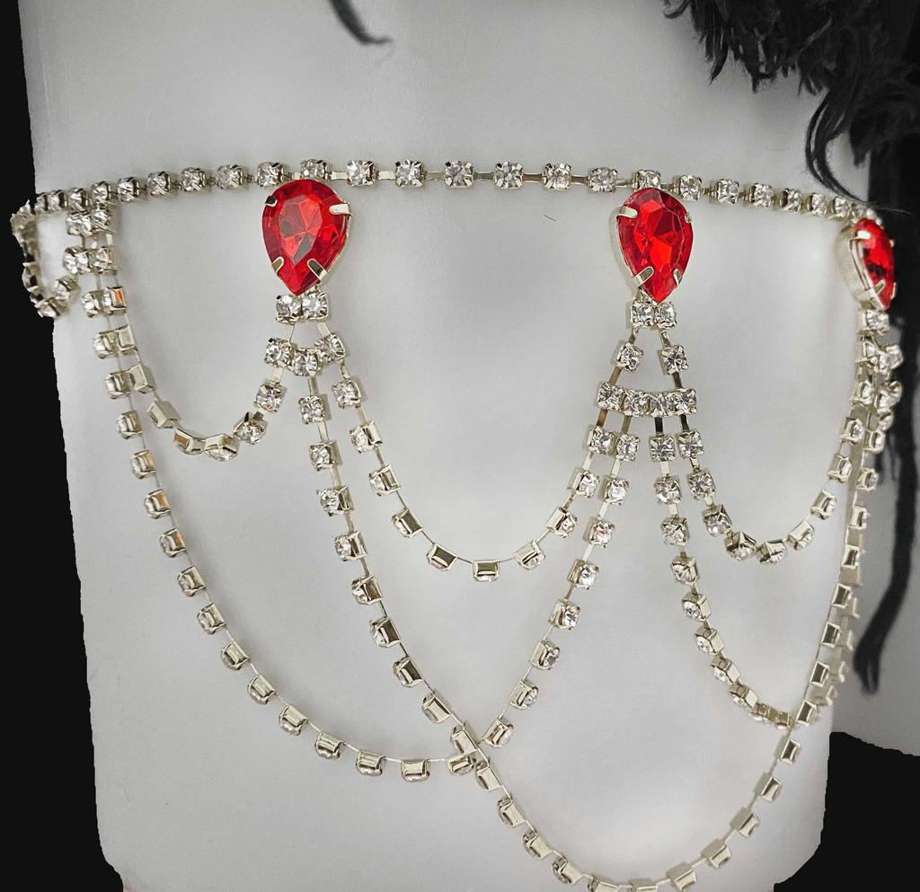 Banquet Party Luxury Sexy Multi-Layer Rhinestone Leg Chain Fashion Ladies Beach Red Water Drop Leg Chain Jewelry Accessories