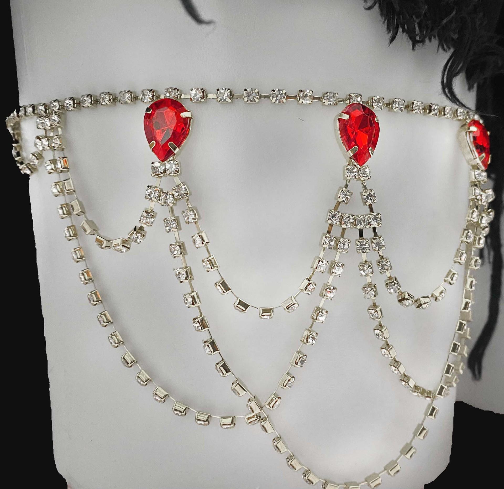 

Banquet Party Luxury Sexy Multi-Layer Rhinestone Leg Chain Fashion Ladies Beach Red Water Drop Leg Chain Jewelry Accessories срібний
