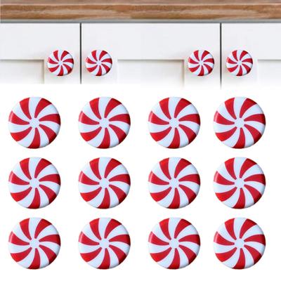 Pumpkin Door Knob Covers Halloween Christmas Cabinet Drawer Pulls Red White Swirl Candy Design Cabinet Handles Easy Slip-On Holiday Decor
