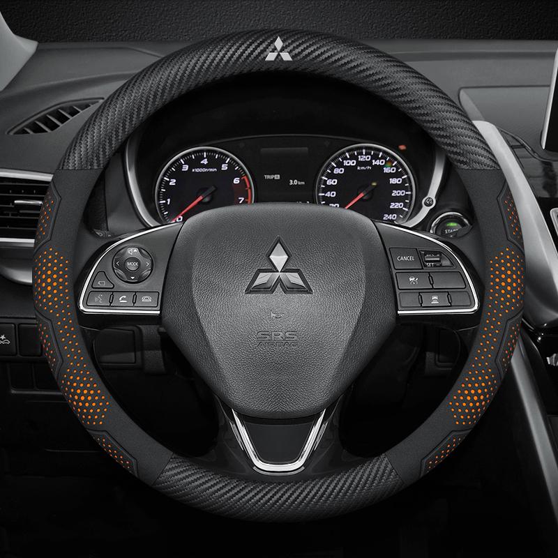 Car Suede Carbon Fiber Leather Steering Wheel Cover For Mitsubishi Outlander Pajero Asx Lancer EX Evolution L200 Triton RALLIART SR1