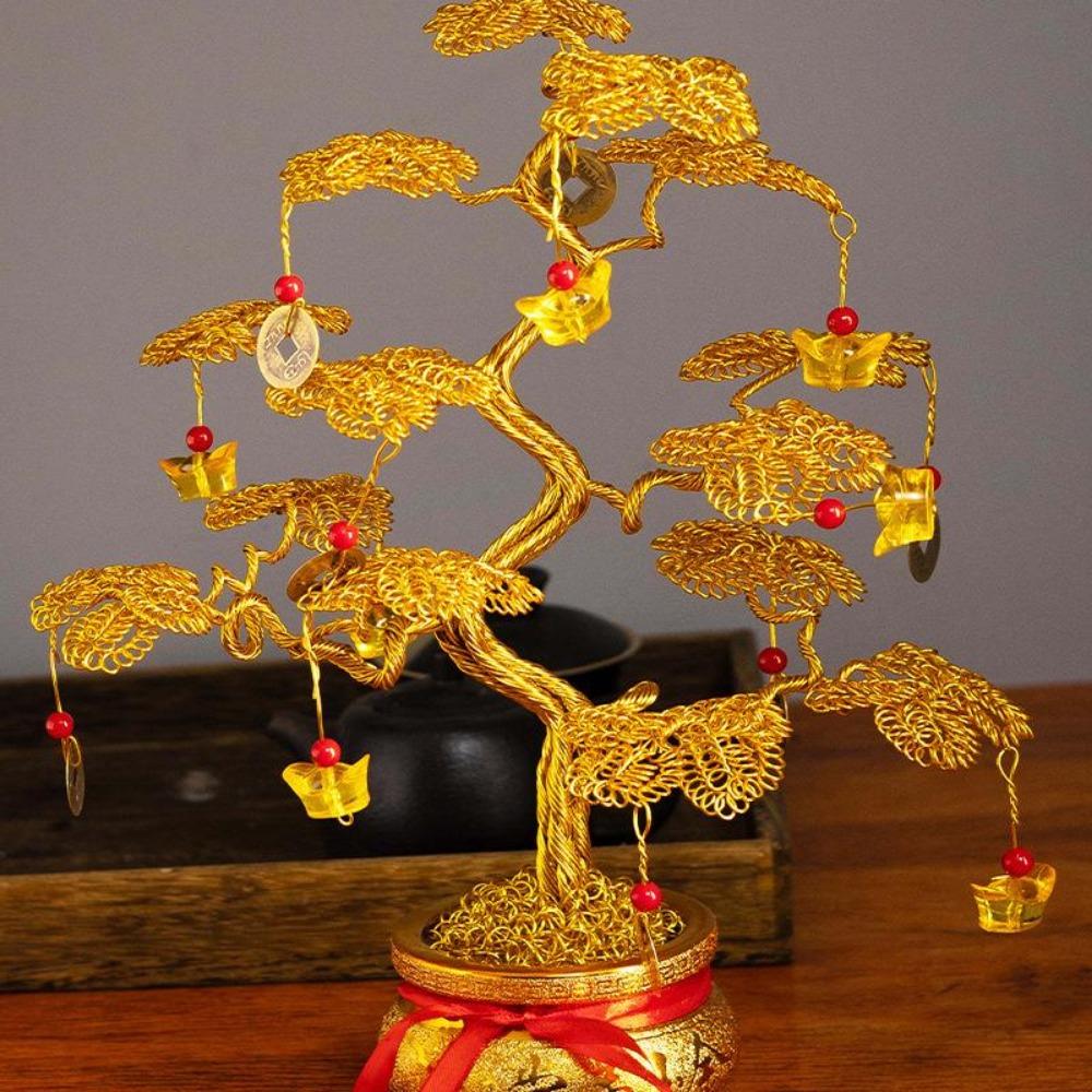 Household Rising Prosperity Fortune Tree Creative Ornament Money Tree Opening Housewarming Gift Golden Lucky Money Tree Decor