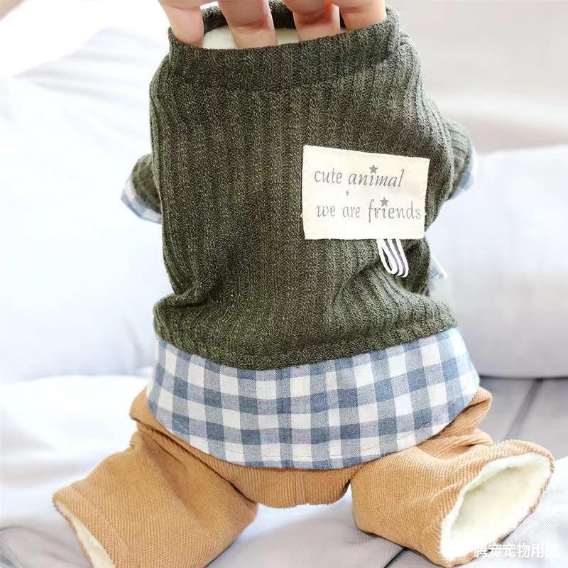 Dog four-legged clothes autumn and winter pet cotton-padded clothes Teddy Bigbear Schnauzer Yorkshire small dog puppy thickened
