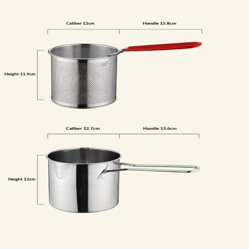 Deep Frying Pot Kitchen Fryer With Strainer Stainless Steel Tempura Fryer Pan Fry Pot Chicken Fried Chicken Cooking Tools