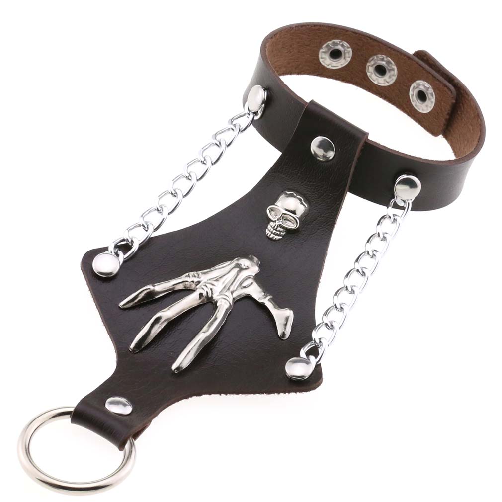 Exaggerated Non Mainstream Ring Bracelet Leather Bangle Punk Goth Skull Claw Sleeve Bracelet