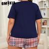 GMXIA Large Size Pajamas Women Summer Short-sleeved Shorts Two-piece Homewear