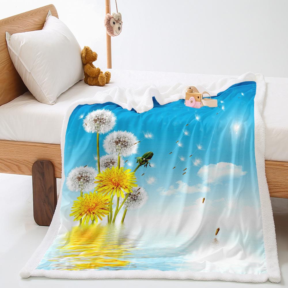 Sunflower Pastoral 2D Digital Printing Lamb Fleece Blanket Thickened Crystal Fleece Blanket