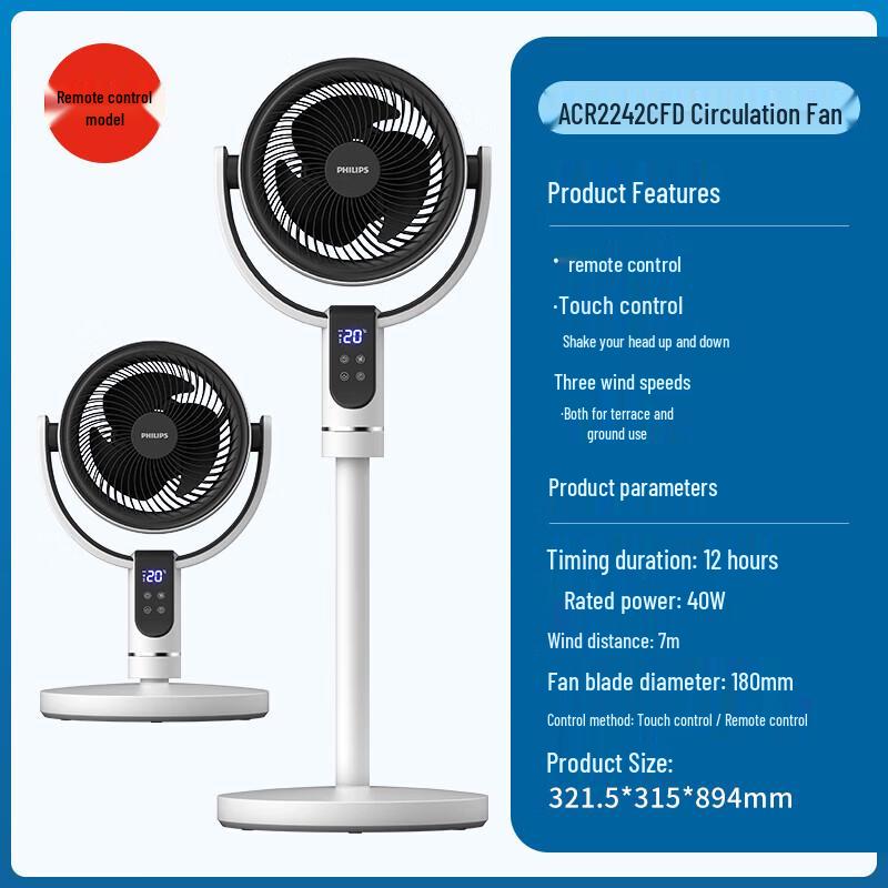 Philips ACR2242CFD 3D Oscillating Air Circulator Fan CN plug (adapter included)