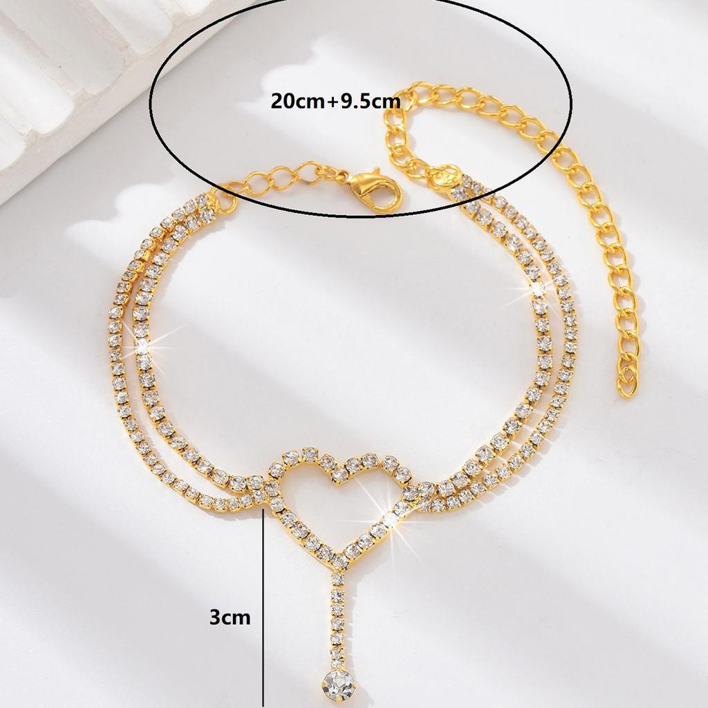 1PC Women's Fashion Trendy Heart shaped Foot Chain Zircon Accessories Suitable for Date, Party, Festival Gifts-6025