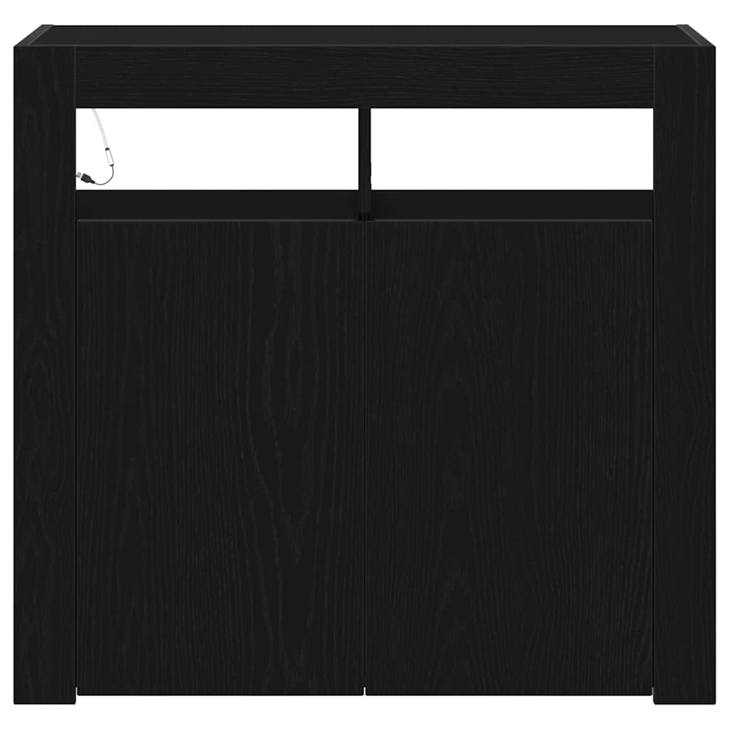 Sideboard in Black Oak Look 80 x 35 x 75 cm Engineered Wood