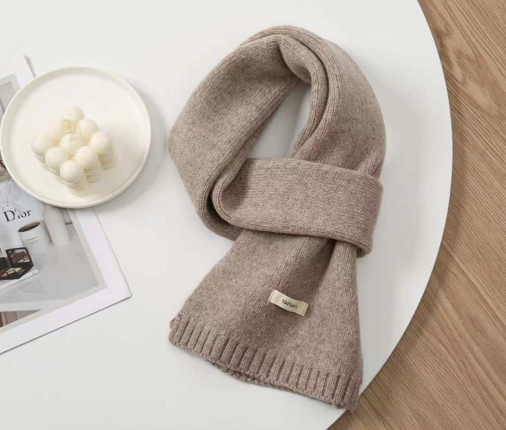 100% Australian Pure Wool Knitted Scarf For Women Men Autumn Winter Cashmere Couple Style Versatile Warm Neck Warmer Scarf