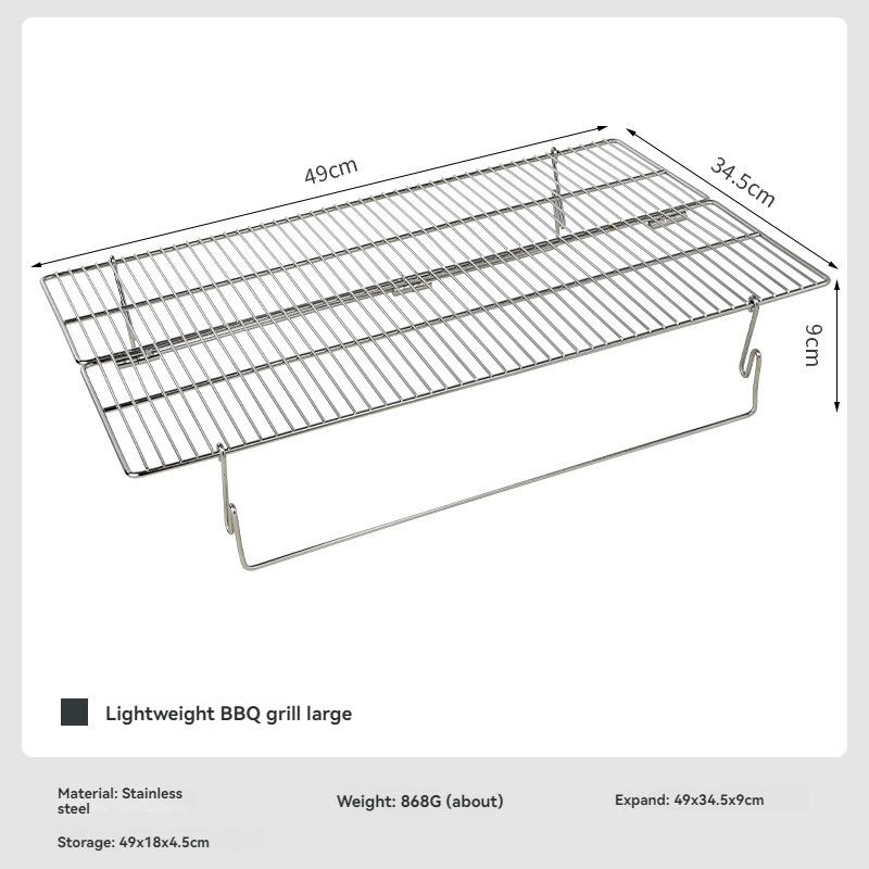 CAMPINGMOON MT-3-W Thickened 304 Stainless Steel Folding Grill with Stand Lightweight Large Size Outdoor BBQ Net