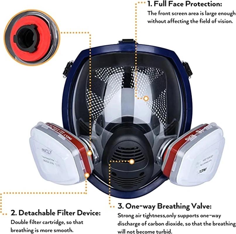 Chemical Mask 6800 15/17 In 1 Gas Mask Dust Respirator Paint Insecticide Spray Silicone Full Face Filter for Laboratory Welding