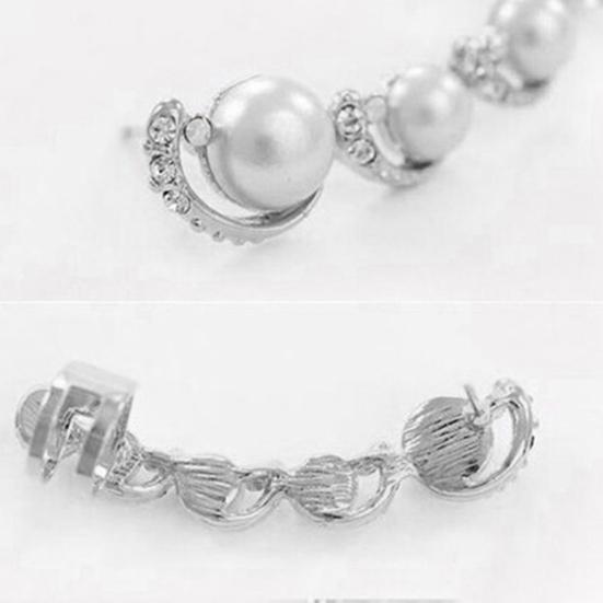 1Pc Women Rhinestone Faux Pearl Ear Clip Cuff Earring for Left Ear