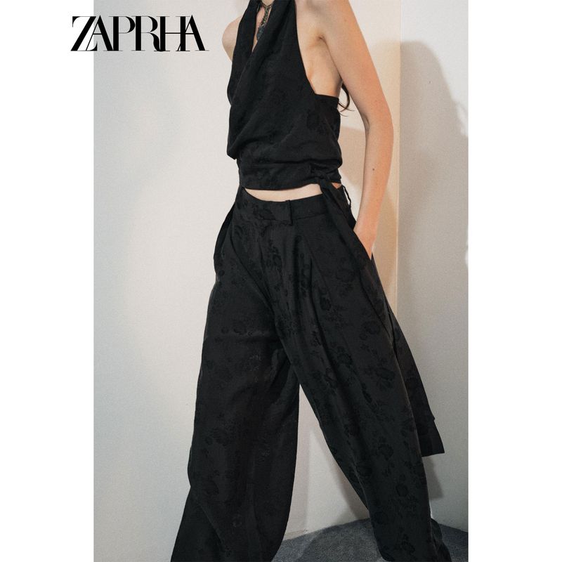 Zaprha 2025 Autumn New Sexy Backless Jacquard Floral Neck Collar Top Outer Wear Gyaru 2731264