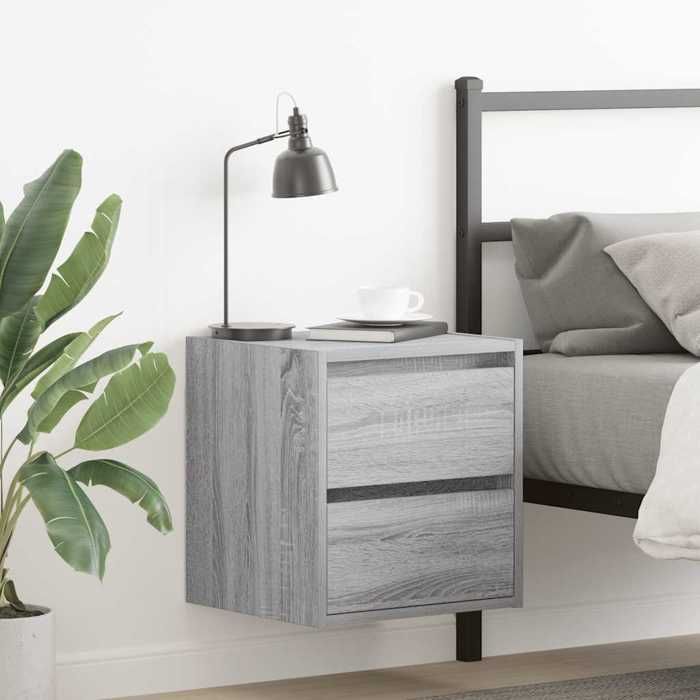 VidaXL Wall-mounted Bedside Tables 2 Pcs Sonoma Grey 38x34x40 Cm, Bedside Table, Bed Cabinet, Bedroom Side Table, 861258