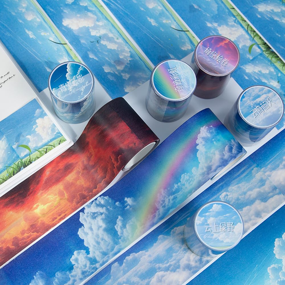 

Alideco Маскировочный Милый Ретро Небо Ваcи Широкий Клейкий Стильный Маскировочные Наклейки Набор из 6 штук Лента, Облака, Бумага, Лента, Сделай сам, Лента, (kuiyun)