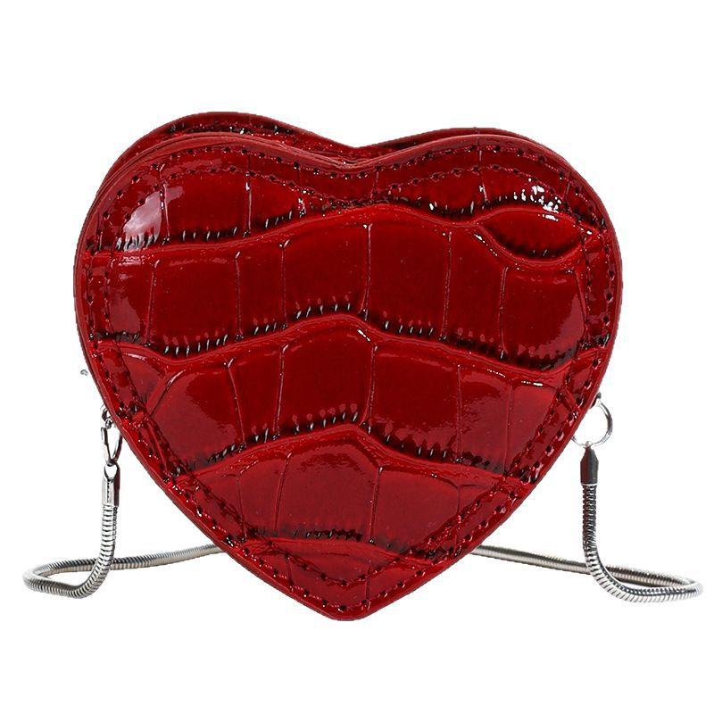 Niche Design Exquisite Peach Heart Bag Crocodile Print Chain Single Shoulder Crossbody Cross-body Women's Bag 2025 New Personalized Love Bag
