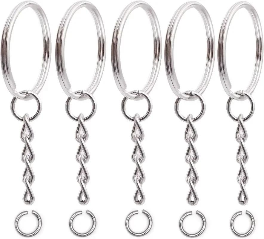 50200 Stück Edelstahl Metall Leere Schlüsselringe Schlüsselanhänger Sprengringe DIY Schlüsselanhänger Schlüsselringe Karabinerhaken Schlüsselanhänger Ketten Schnallen