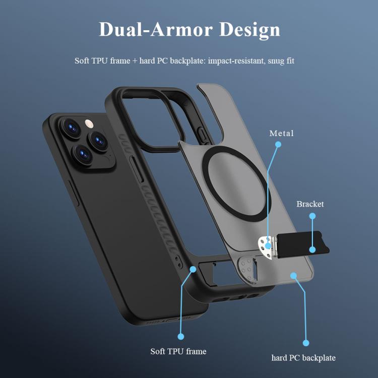 LeReach Le‑Chic Series Magnetic Phone Case Built‑In Hidden Integrated Kickstand Protective Shell For iPhone Anti‑Drop Cover