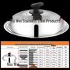 Stainless Steel Explosion-Proof Glass Wok Lid, Flat Bottom, 28CM-40CM
