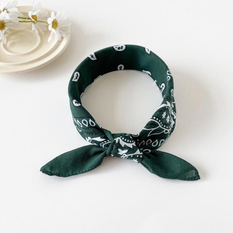 European American Hip Hop Cashew Print Headscarf - 50cm Cotton Linen Square Scarf for Women
