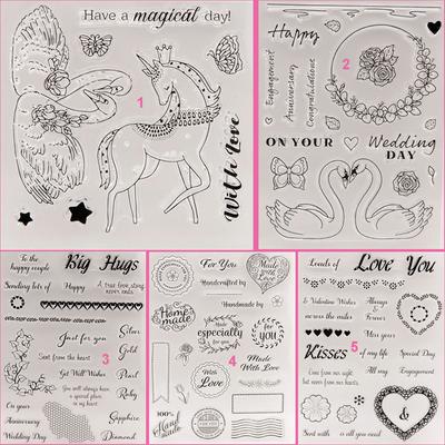 Valentines Happy Anniversary Transparent Silicone Clear Stamp for Seal DIY Scrapbooking Album Clear Stamps Flower Love Heart