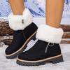 Damen Schneestiefel mit breiter Weite und Plateau, Stiefeletten aus Kunstfell mit seitlichem Reißverschluss, minimalistische Winter-Knöchelstiefel für Damen