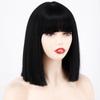MISS WIG Perruques synthétiques Bob courtes avec frange pour femmes, perruques naturelles en Fiber Blonde noire bleue pour fête Cosplay Lolita, usage quotidien