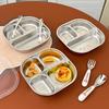 Cute Square 304 Stainless Steel Divided Lunch Box Food Container For Kids Student 3/4 Compartment Dinner Plate With Lid
