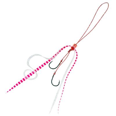 HAYABUSA SE166 Musou Red Sea Bream Free Slide Tie Hook Set Straight Curly 4 Keimura Pink Glow & No. #1