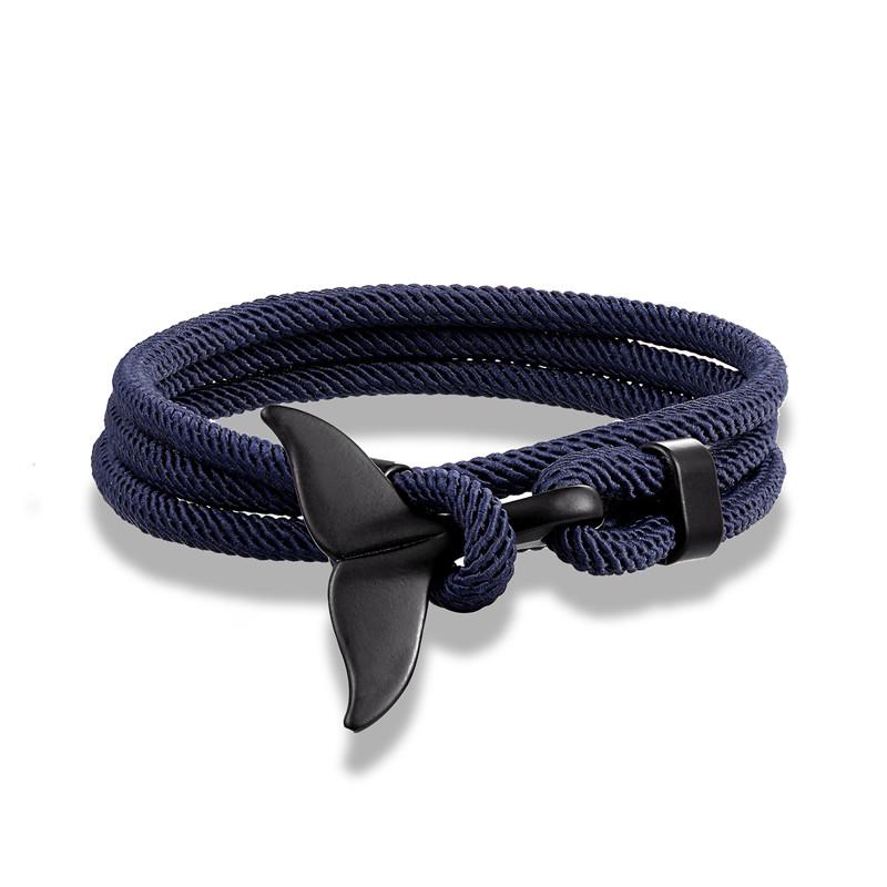 Whale Tail Anchor Bracelets Men Multilayer Charm Rope Chain Bracelet Male Women Navy Wrap Metal Sport Hook