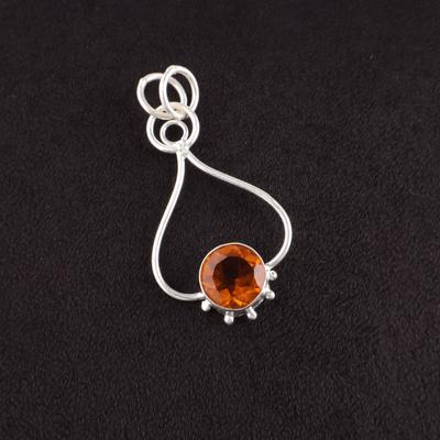 Citrin Natural Noiembrie Argint Sterling 925 Cadou Aniversar Pandantiv Artizanal PP-40-8