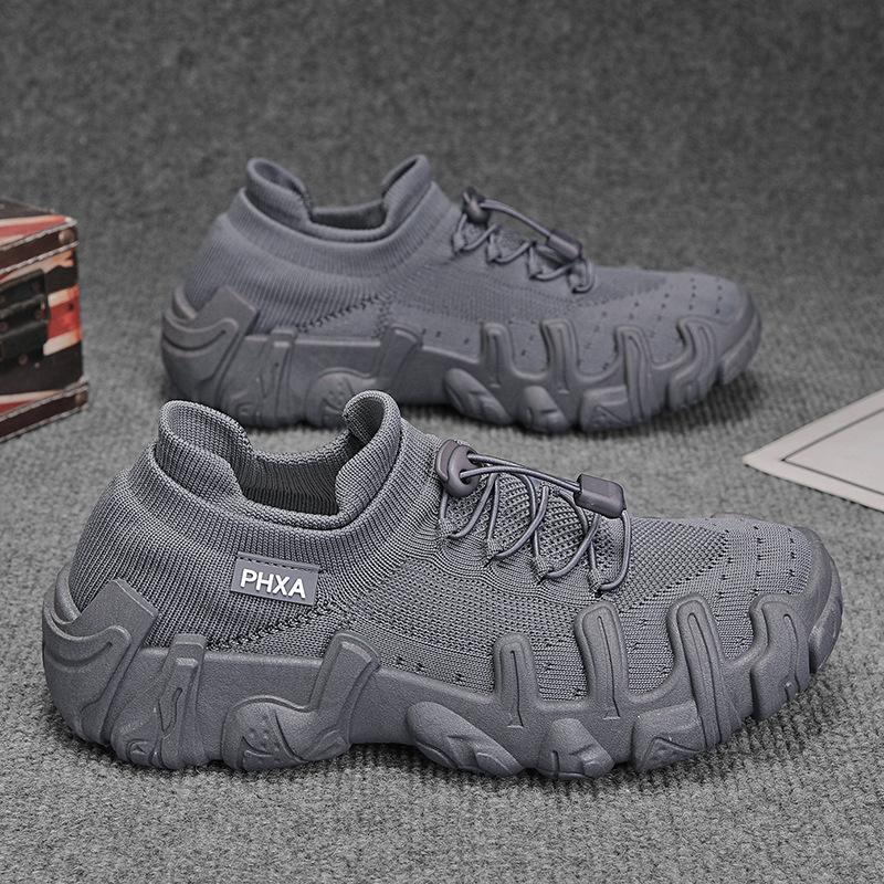 Men's Shoes 2025 New Summer Youth Breathable Fly Mesh Shoes Fashionable Lace-free Platform Height Increase Casual Shoes